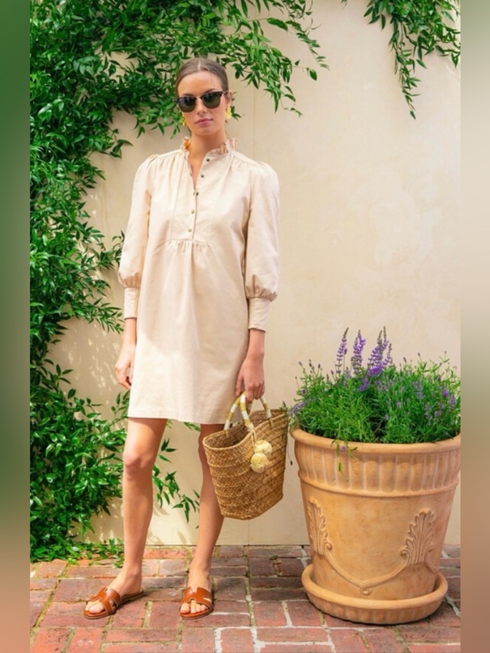 Tuckernuck Pomander Place Claiborne Dress Khaki Brown Tan Size Small